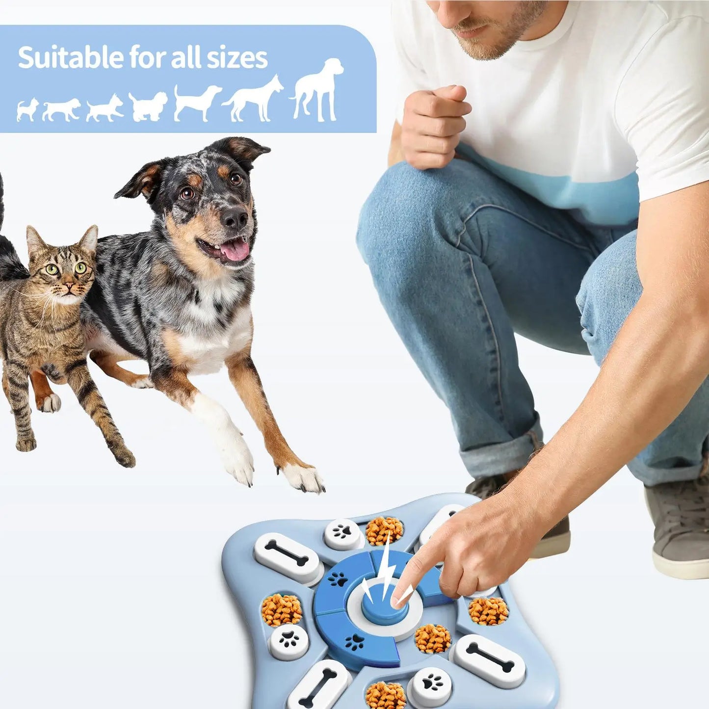 Interactive Dog Puzzle Toy Slow Feeder – IQ Training Food Dispenser Bowl for Puppies & Cats – Anti-Slip, Encourages Slow Eating