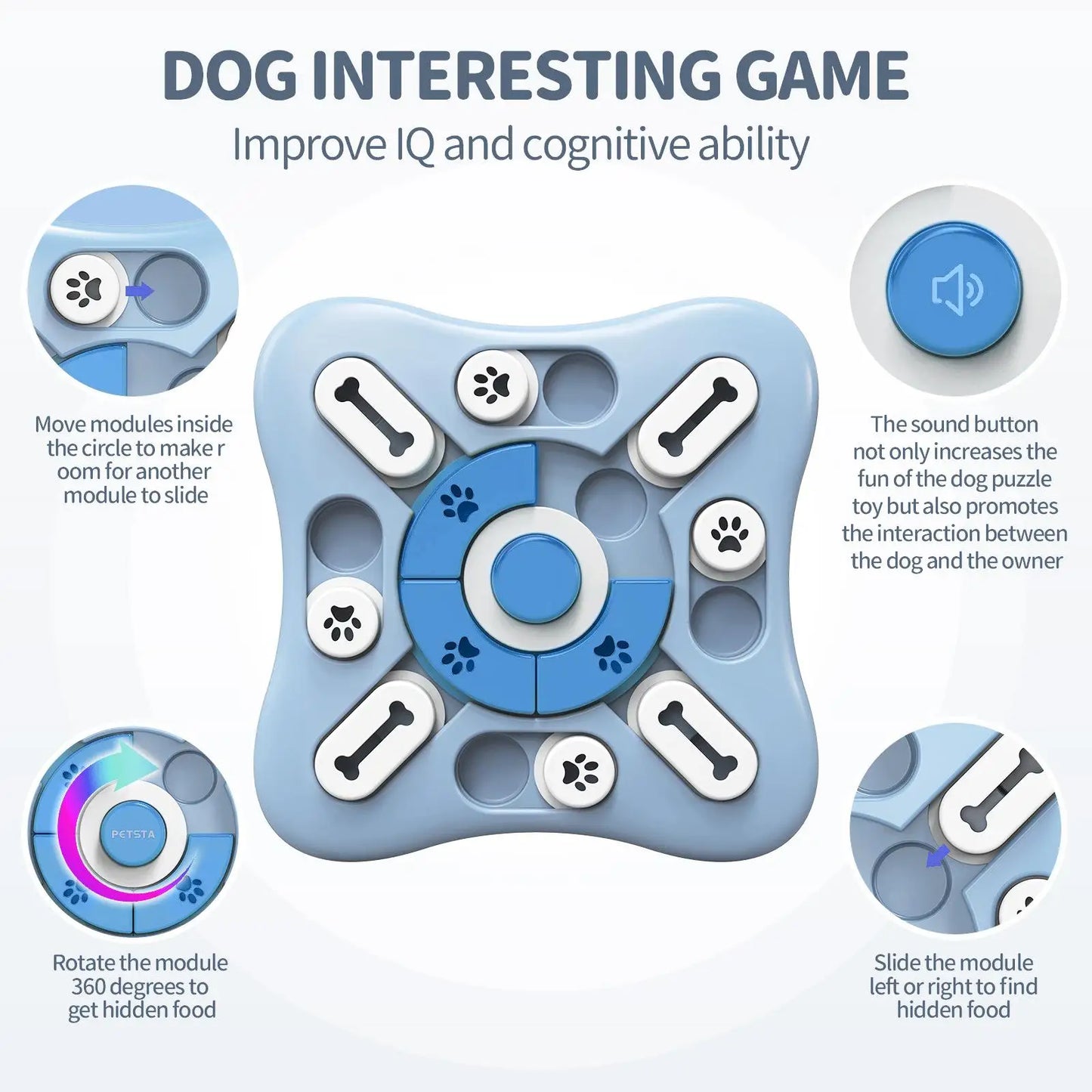 Interactive Dog Puzzle Toy Slow Feeder – IQ Training Food Dispenser Bowl for Puppies & Cats – Anti-Slip, Encourages Slow Eating